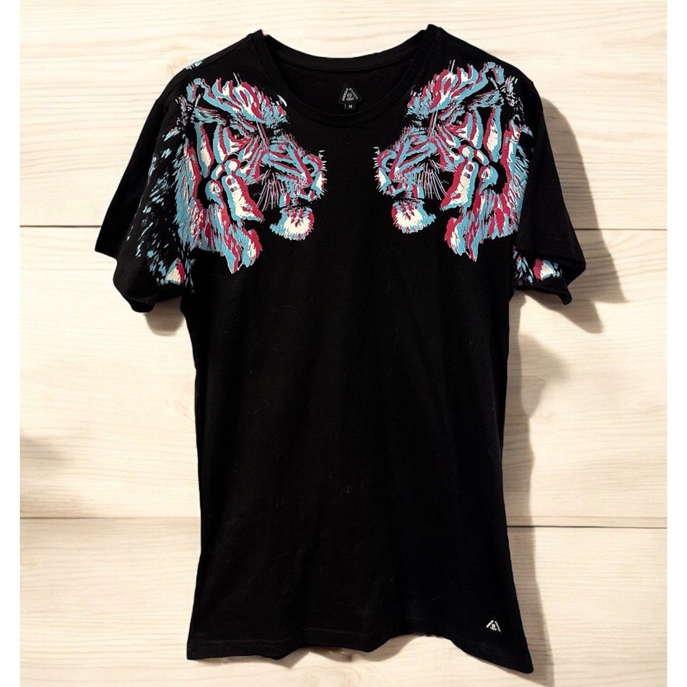 American Stitch Shirt Men's Size M Medium Black All Over Colorful Painted  Lions